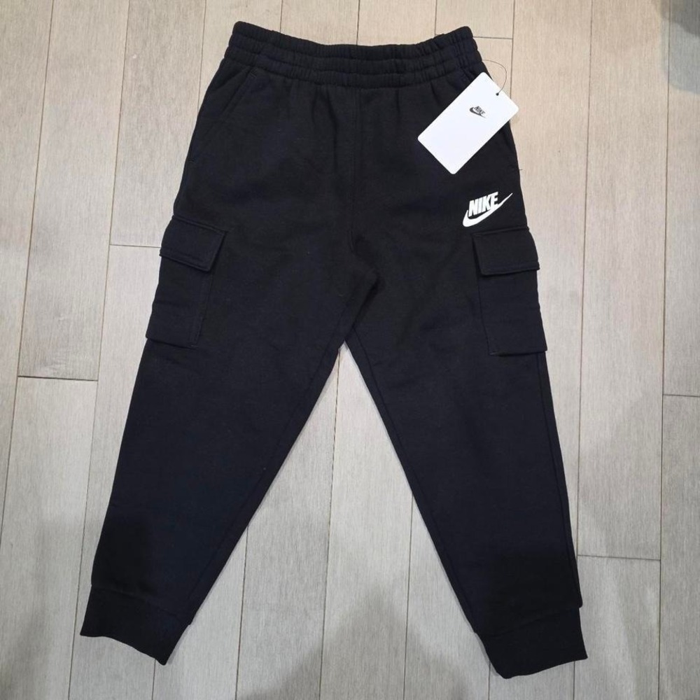 Nike Kids Black Fleece Cargo Jogger Sweatpants 86L092-023 Size 6